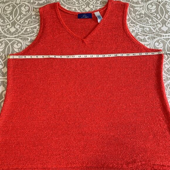 JH Collectibles Top Women 3 Plus Orange Red Open Weave Sleeveless V Neck Vintage - Picture 5 of 11